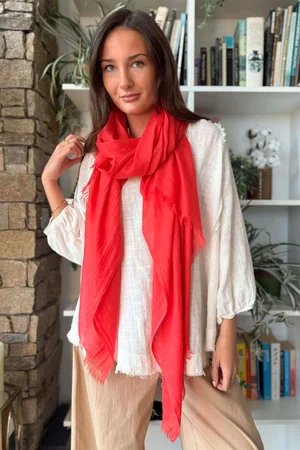 Classic Portobello Scarf Tomato Red 